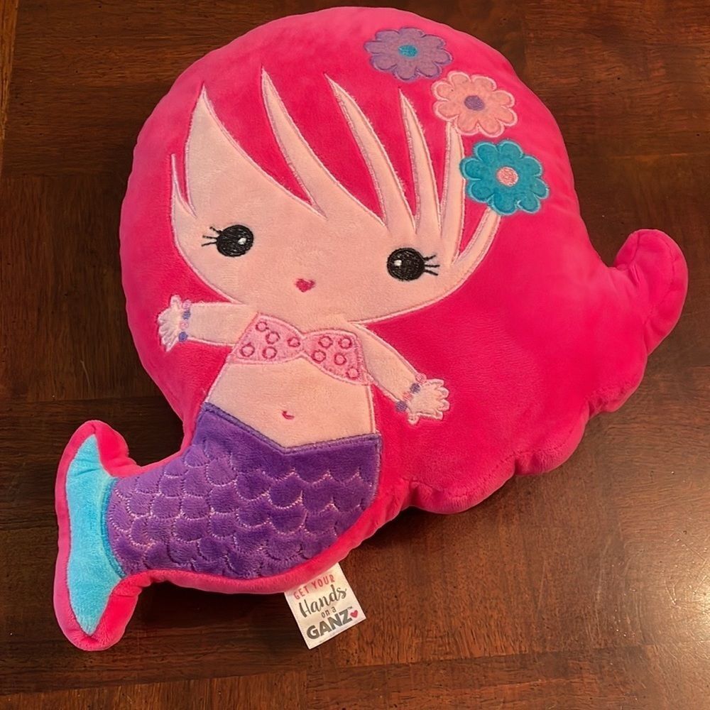 Deep Pink Mermaid Bed Pillow Stuffed Animal Plush Decorative Bedding